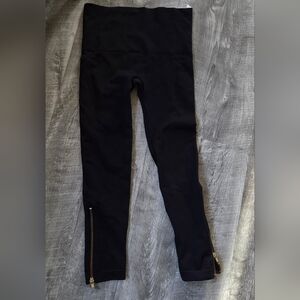 SPANX Black Leggings with Gold Zipper